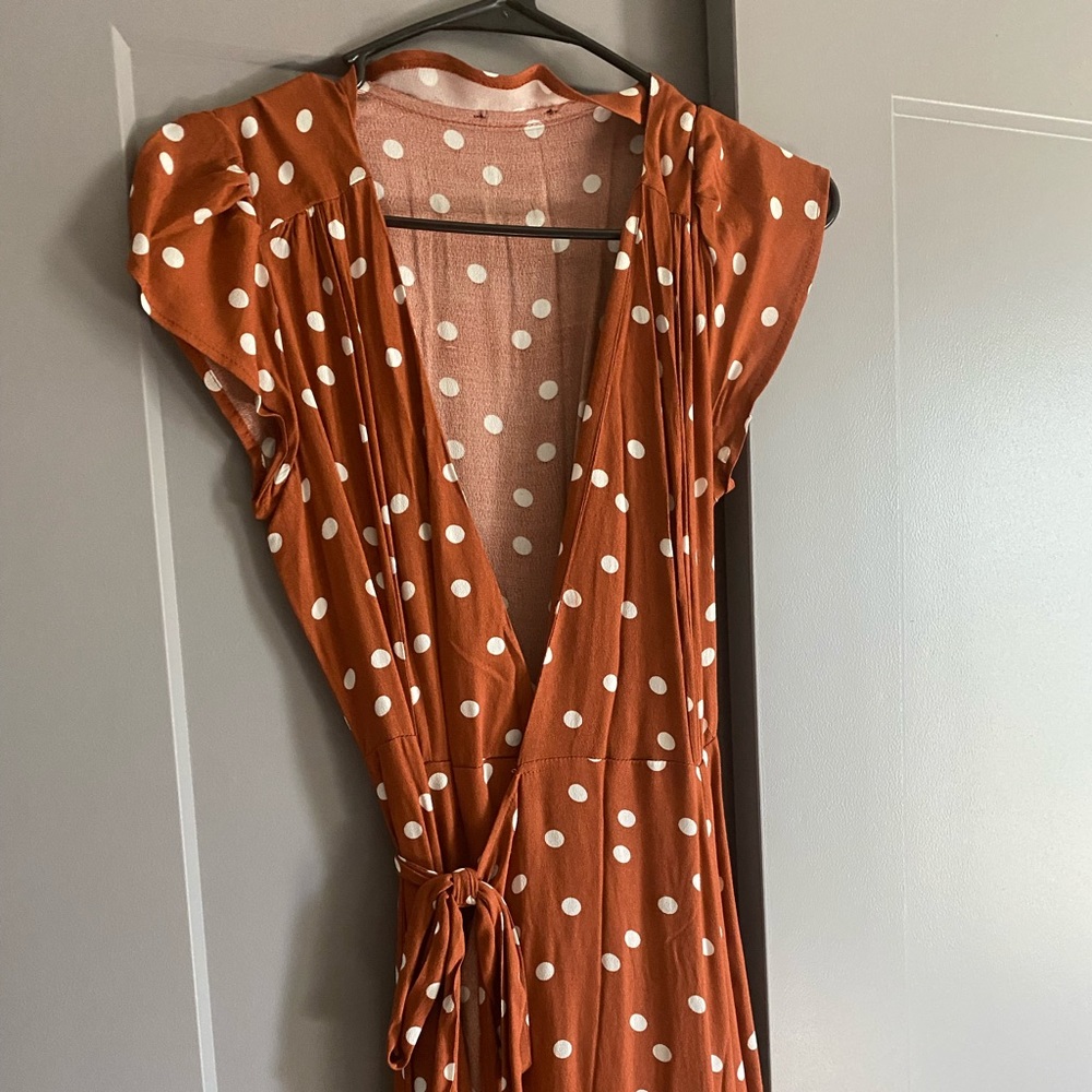 Vici - Polka Dot Rust/Orange Colored Dress